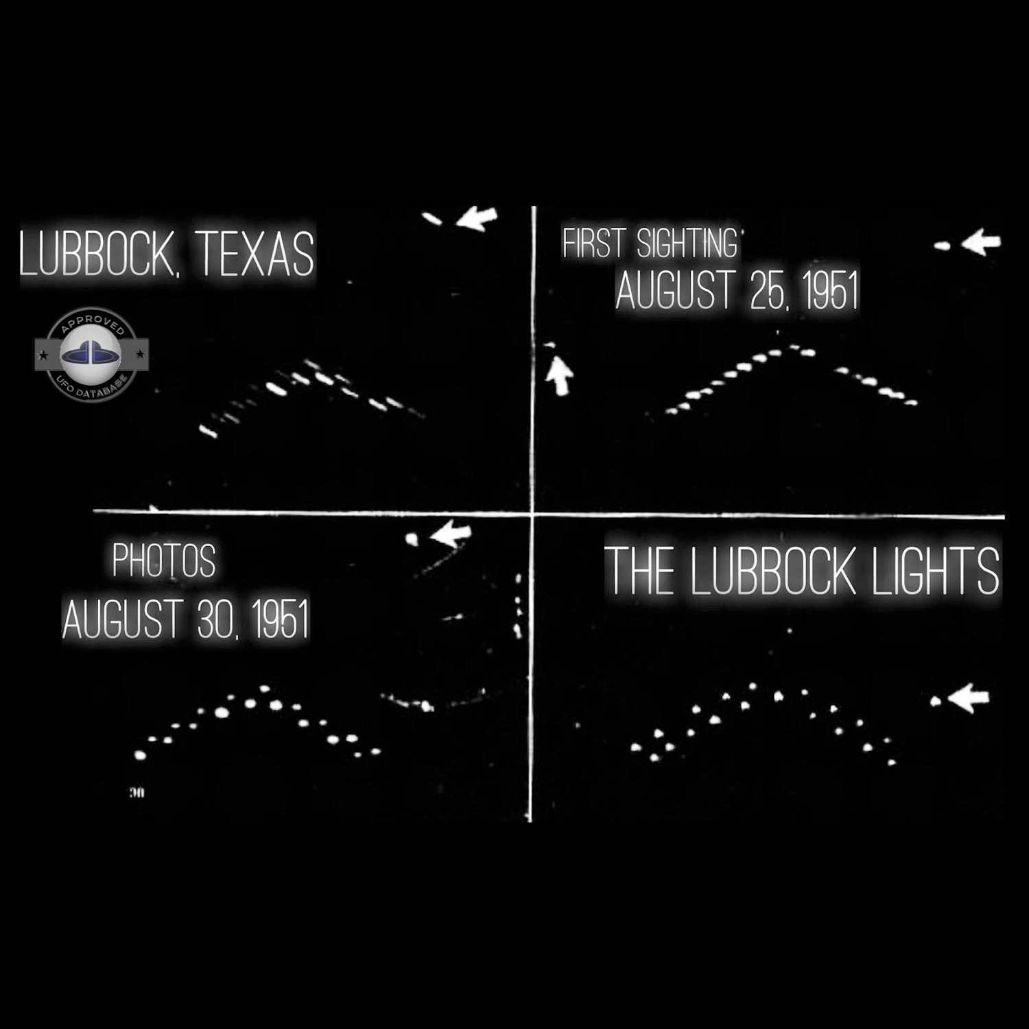UFO picture show 18 luminous UFO arranged in a crescent formation UFO Picture #117-1