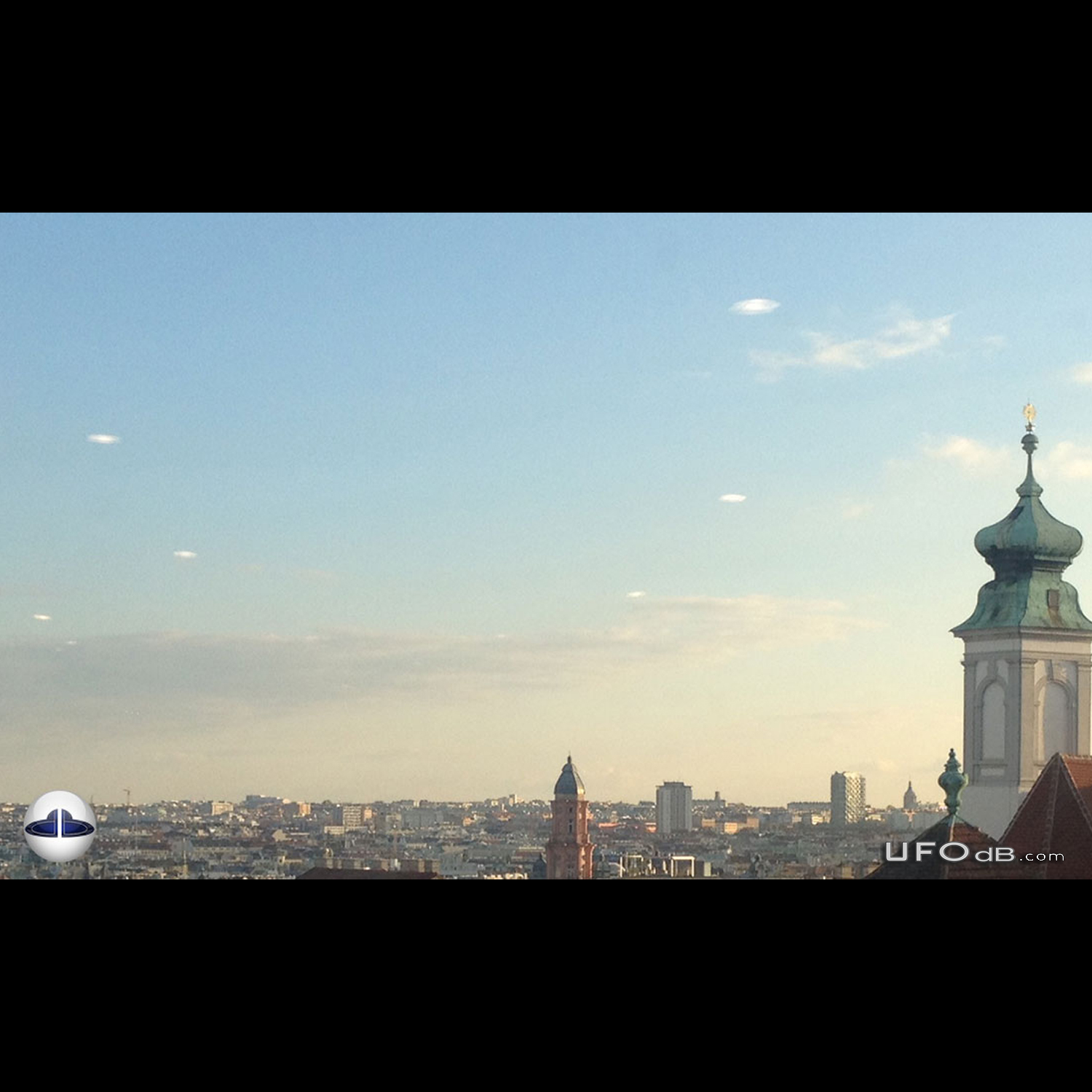 Strange formation of UFOs saucers over Vienna, Austria - October 2015 UFO Picture #741-1