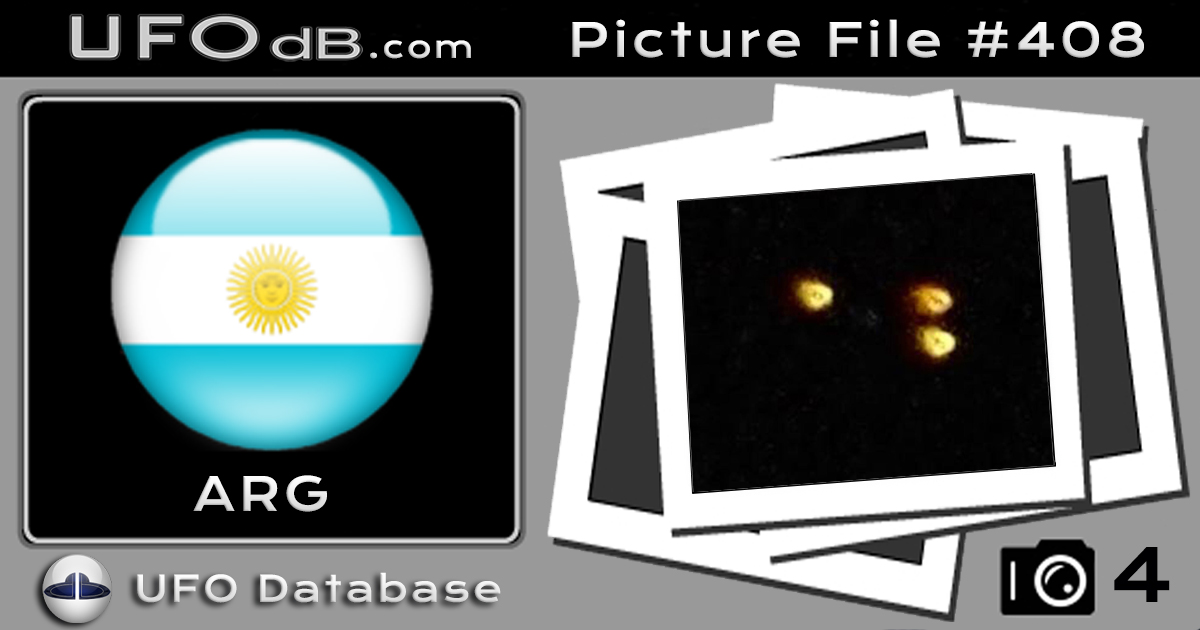 UFO picture with 3 firebals in a triangular formation - Argentina 2011