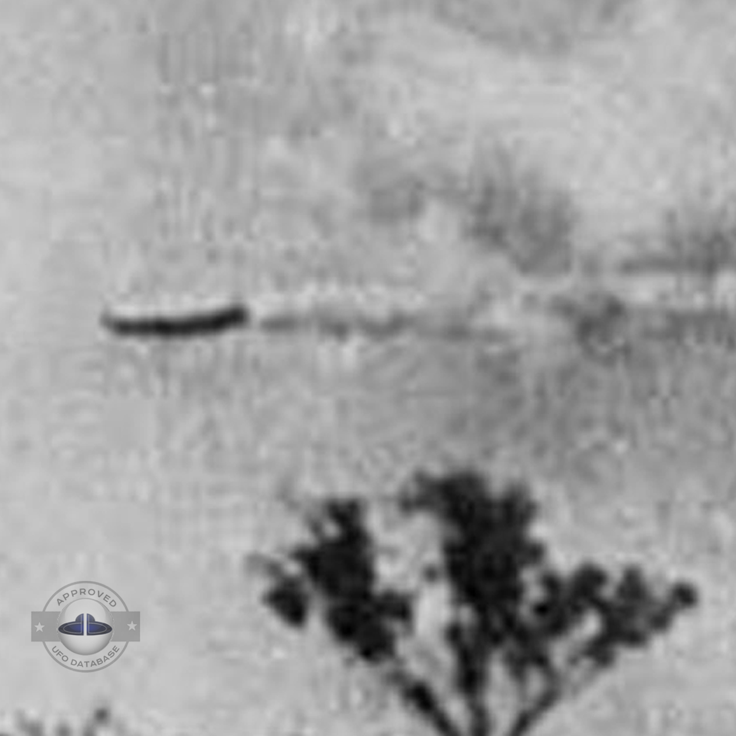 UFO picture, Cigar shaped UFO flying horizontally and low in the sky UFO Picture #120-4