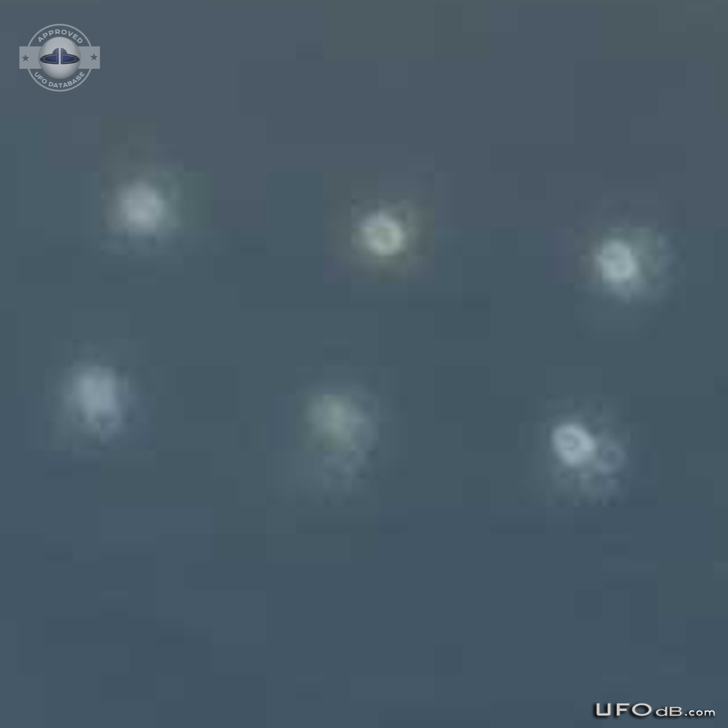 Pictures shot from bus reveals six ufos in a rectangle formation UFO Picture #383-7