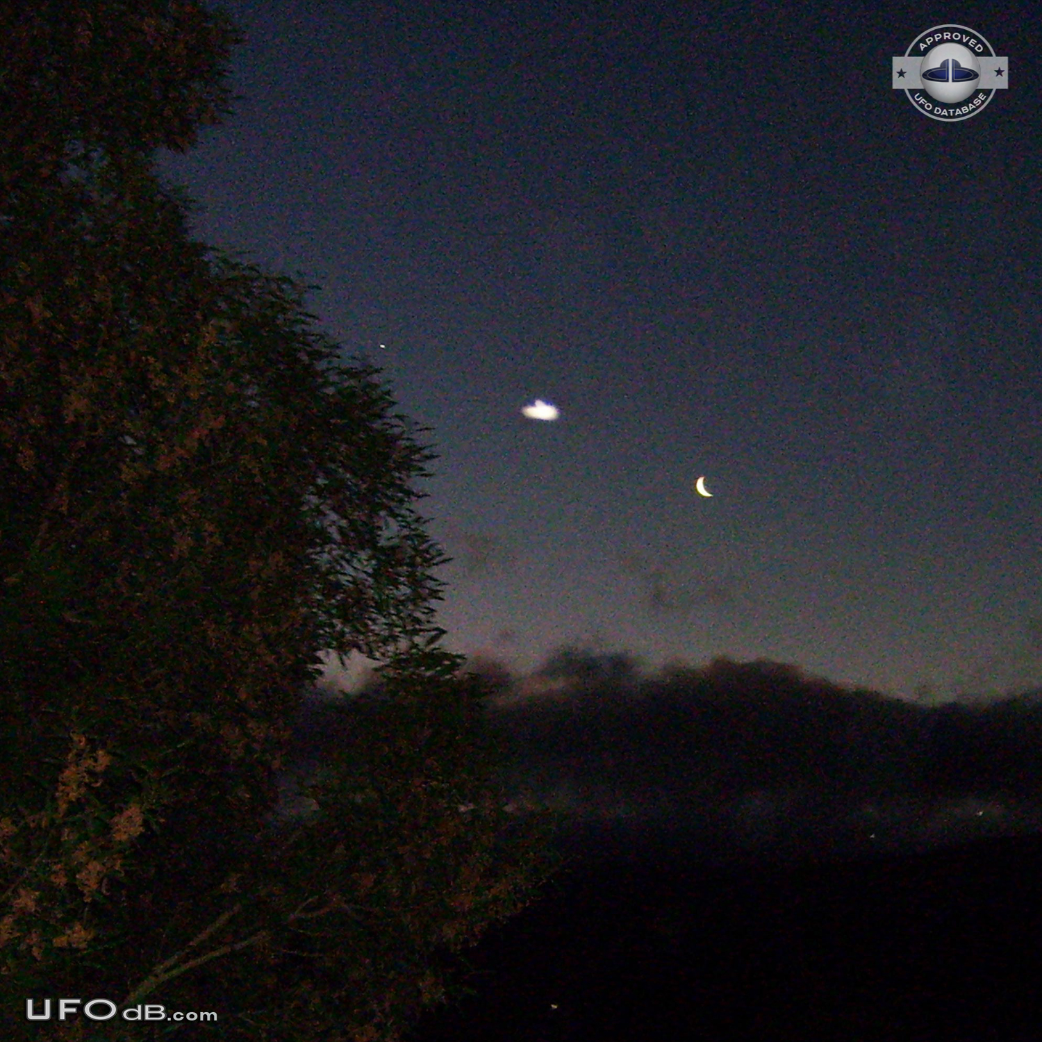 White Saucer ufo caught on picture at night over Curico, Chile - 2012 UFO Picture #406-1