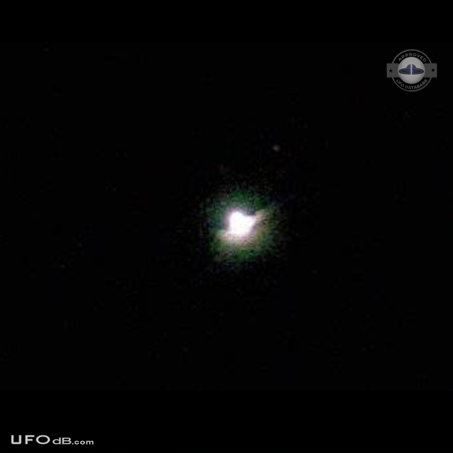 Bright UFO in the night sky of Herning Denmark caught on picture 2007 UFO Picture #445-1