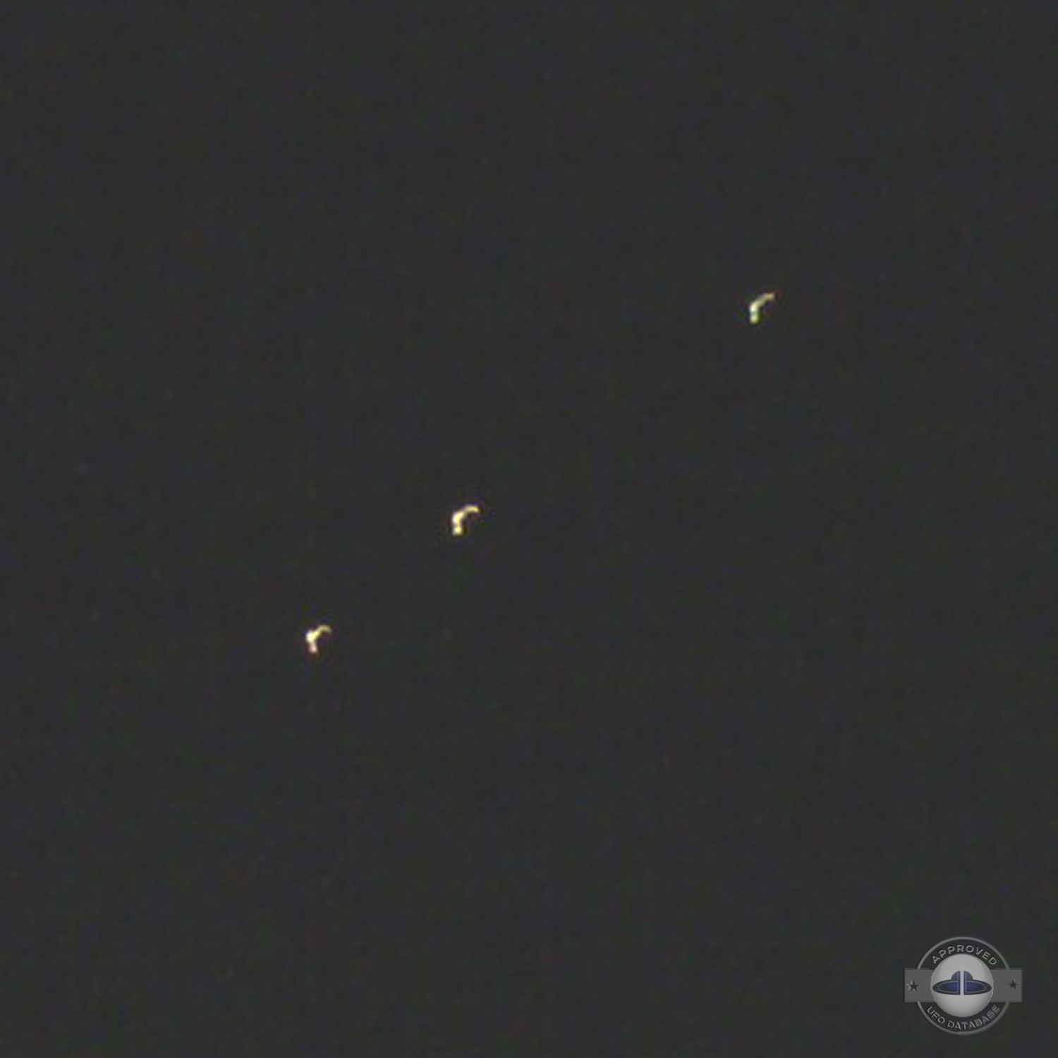 Fleet of three Boomerang UFOs passing over Granados, Mexico 2012 UFO Picture #476-2