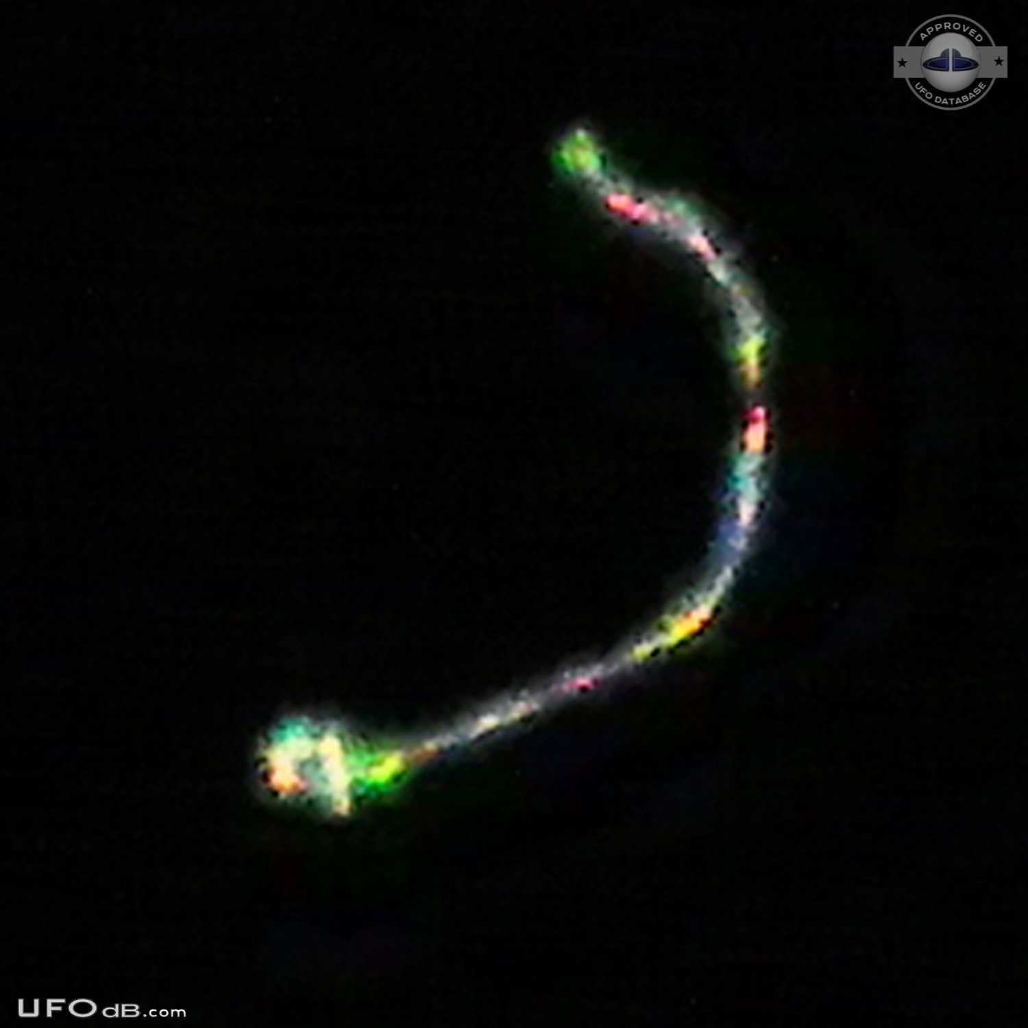 UFO Point of light with trail and colour variations Kvilletorp Sweden UFO Picture #549-6