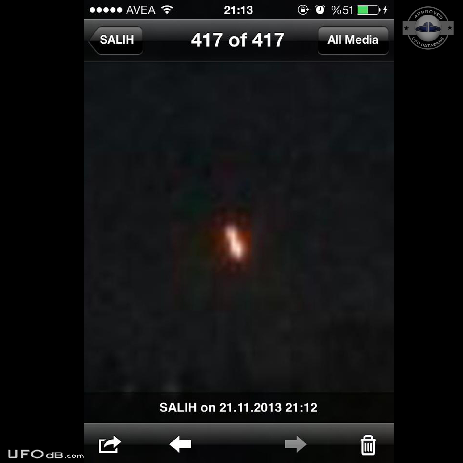 Illuminated circle UFO caught on picture over Konya Turkey - 2013 UFO Picture #550-4