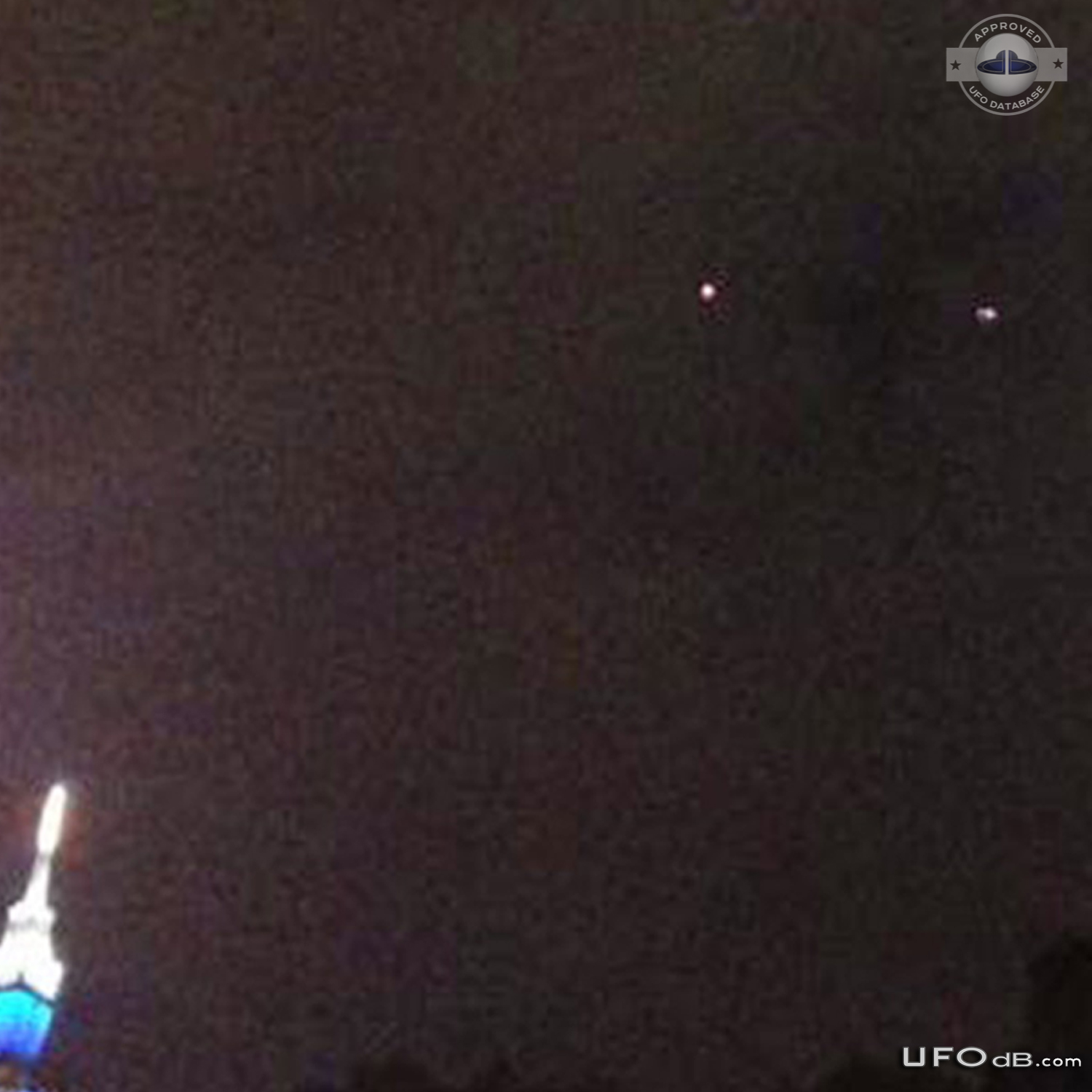 two blue lights UFO seen near Taipei 101 building Dec 2014 UFO Picture #585-3