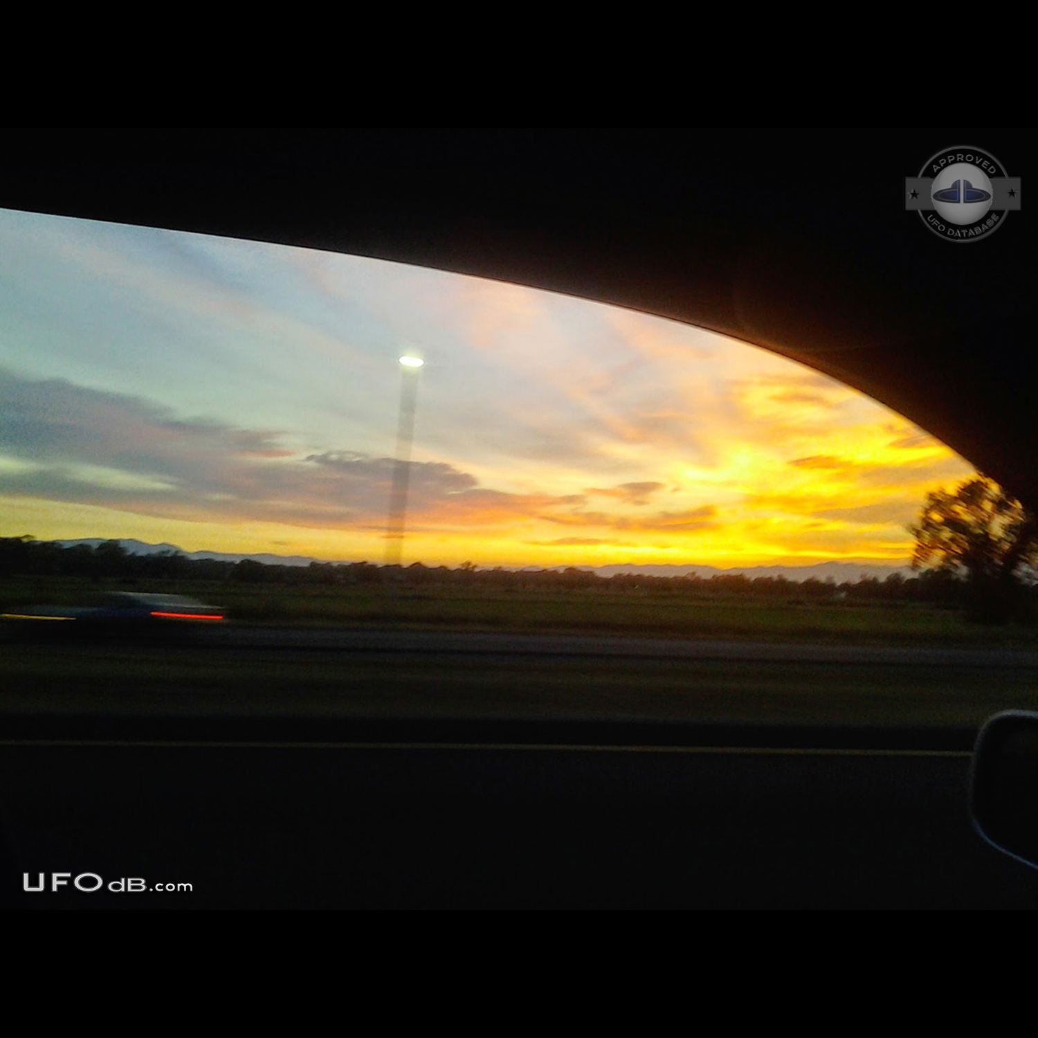 UFO saucer caught from car in Cottonwood California USA 2014 UFO Picture #589-1