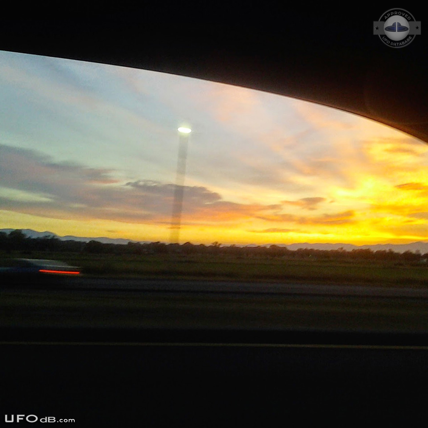 UFO saucer caught from car in Cottonwood California USA 2014 UFO Picture #589-2