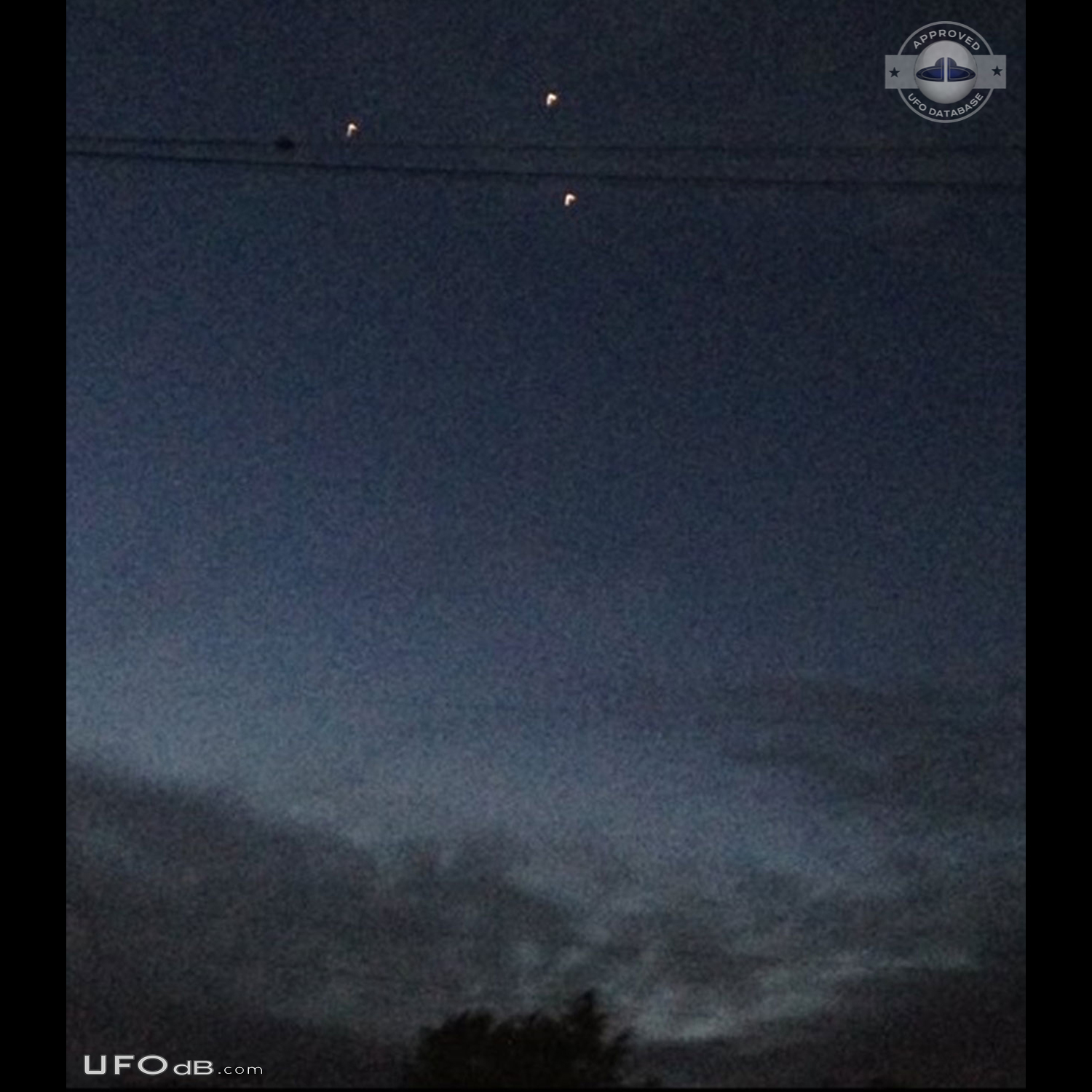 Triangle formation Orange UFOs over Grover beach, California USA 2014 UFO Picture #652-1