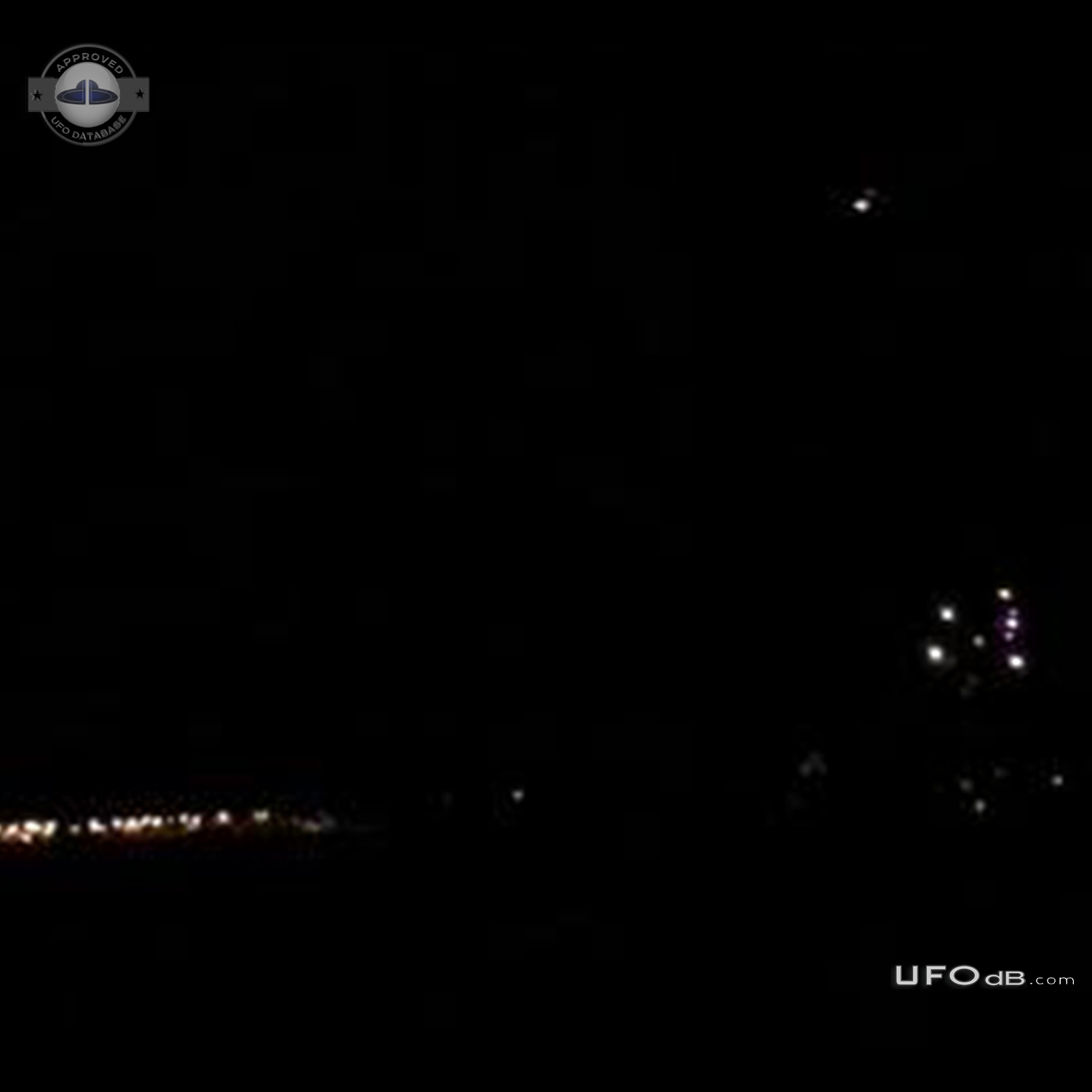 Cluster of lights UFOS seemed to form a triangular shape Colorado 2013 UFO Picture #695-2