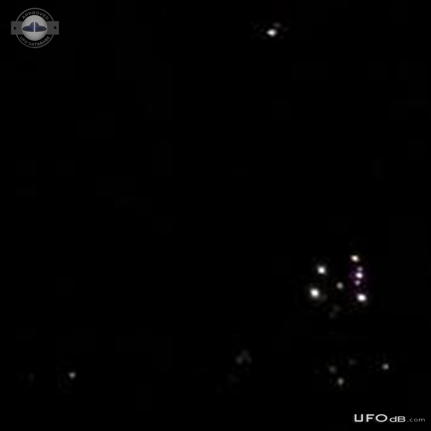 Cluster of lights UFOS seemed to form a triangular shape Colorado 2013 UFO Picture #695-3