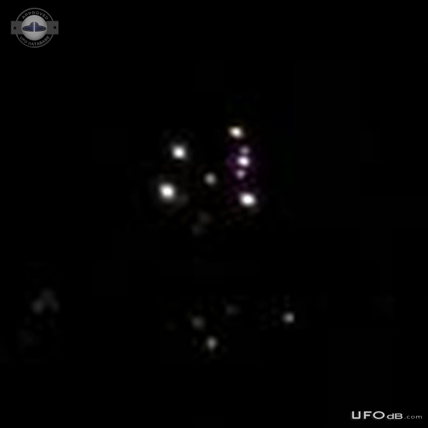 Cluster of lights UFOS seemed to form a triangular shape Colorado 2013 UFO Picture #695-4