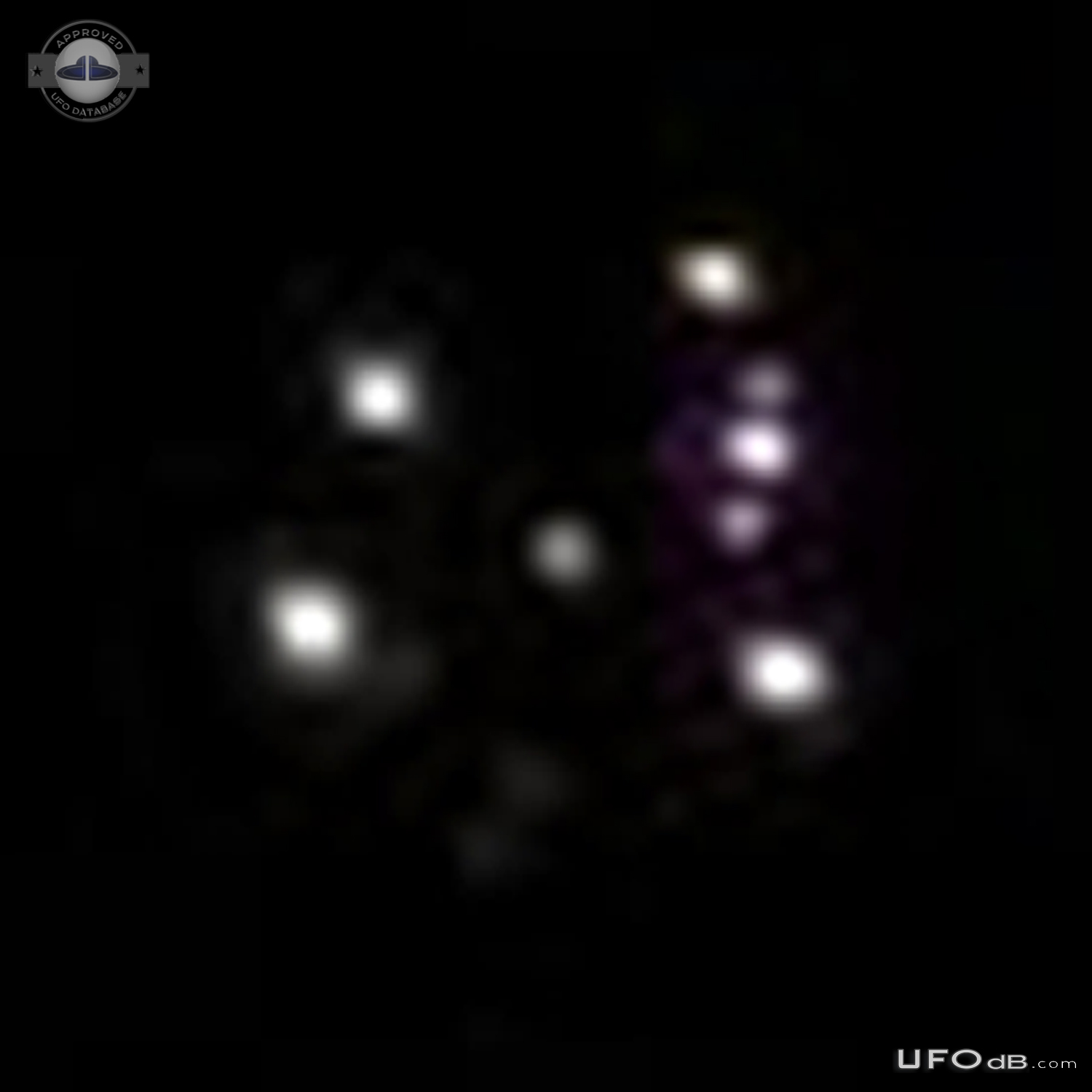 Cluster of lights UFOS seemed to form a triangular shape Colorado 2013 UFO Picture #695-5