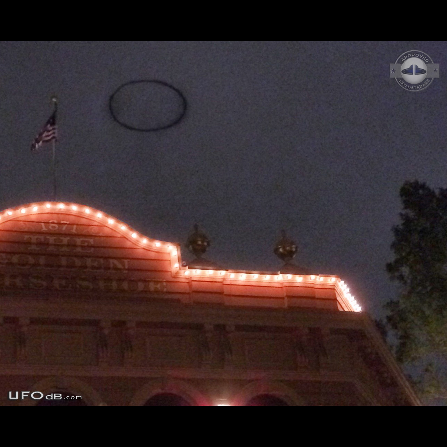 Mysterious black ring UFO in the sky above Anaheim CA USA 2015 UFO Picture #704-1