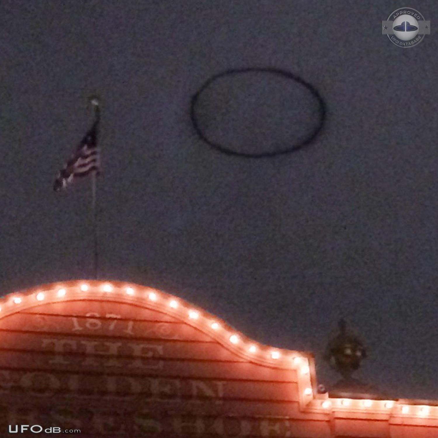 Mysterious black ring UFO in the sky above Anaheim CA USA 2015 UFO Picture #704-3