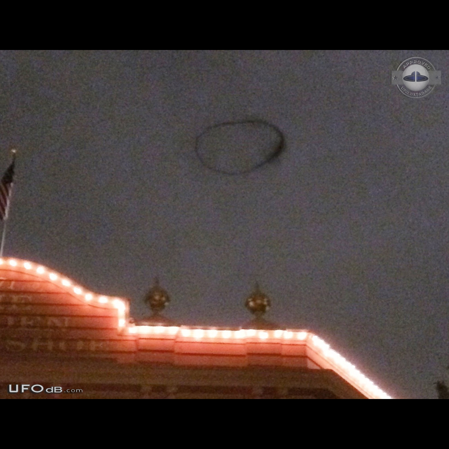 Mysterious black ring UFO in the sky above Anaheim CA USA 2015 UFO Picture #704-4