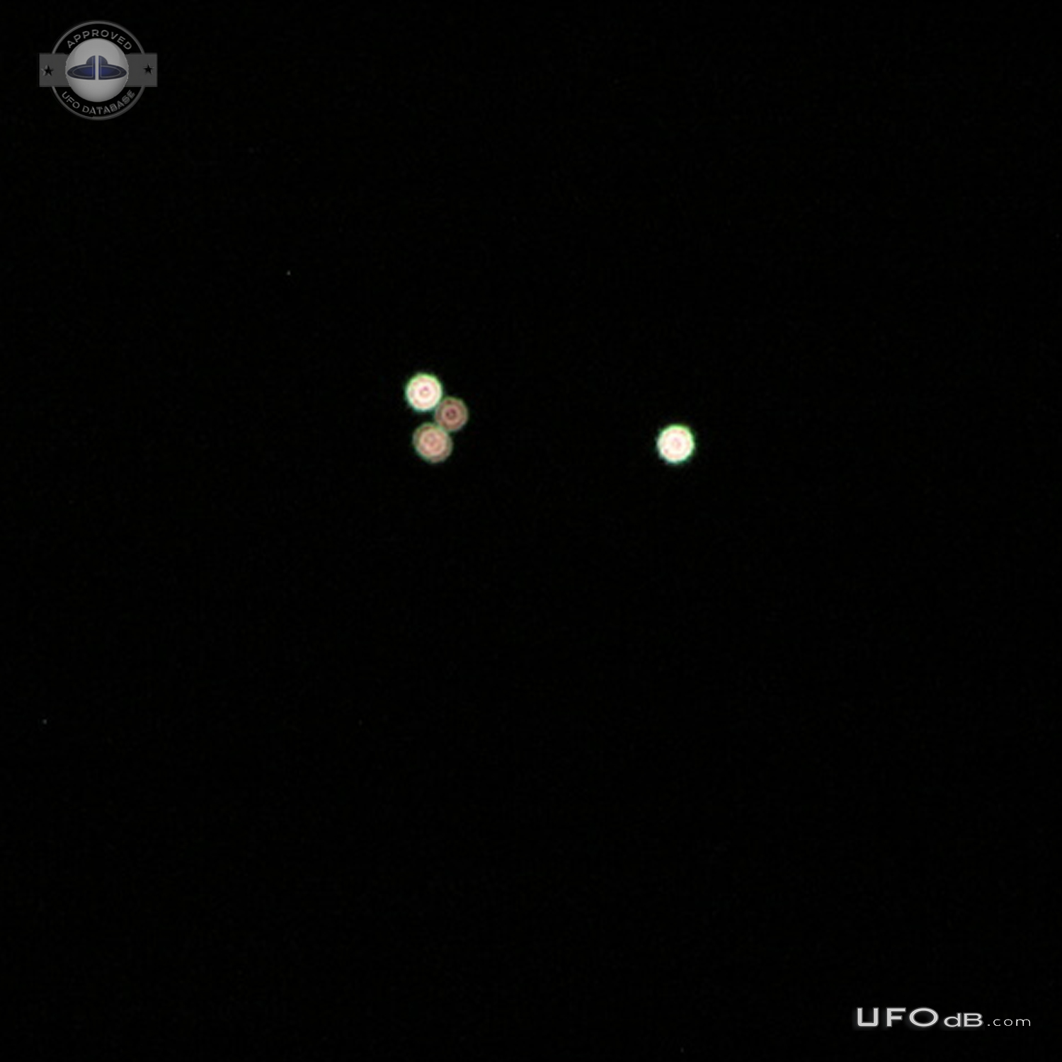 Multiple UFOs alternately flashing and circling each other in groups - UFO Picture #712-2