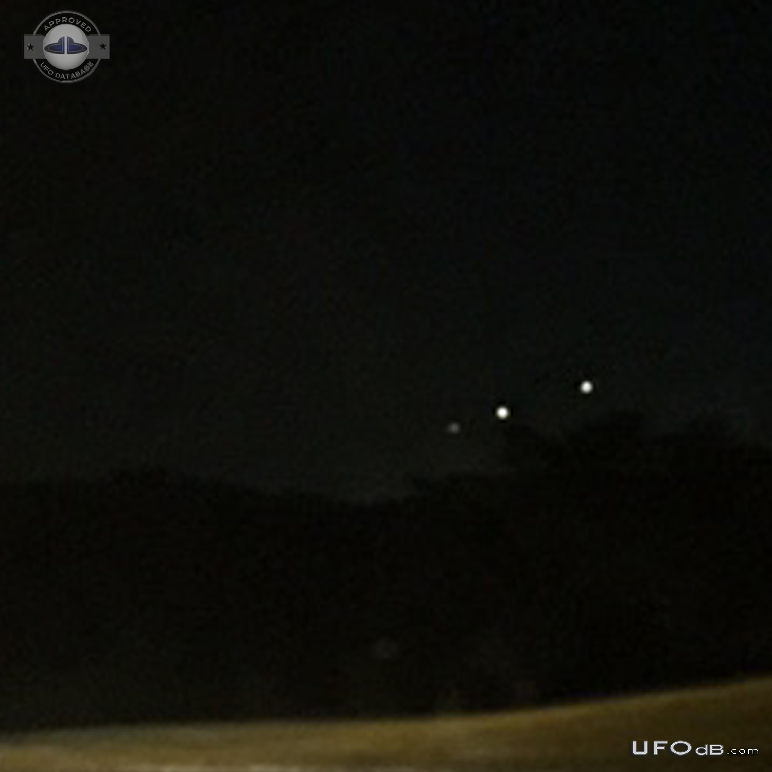 Perfect line of hovering UFOs low to ground - Hazelwood Missouri 2015 UFO Picture #737-5