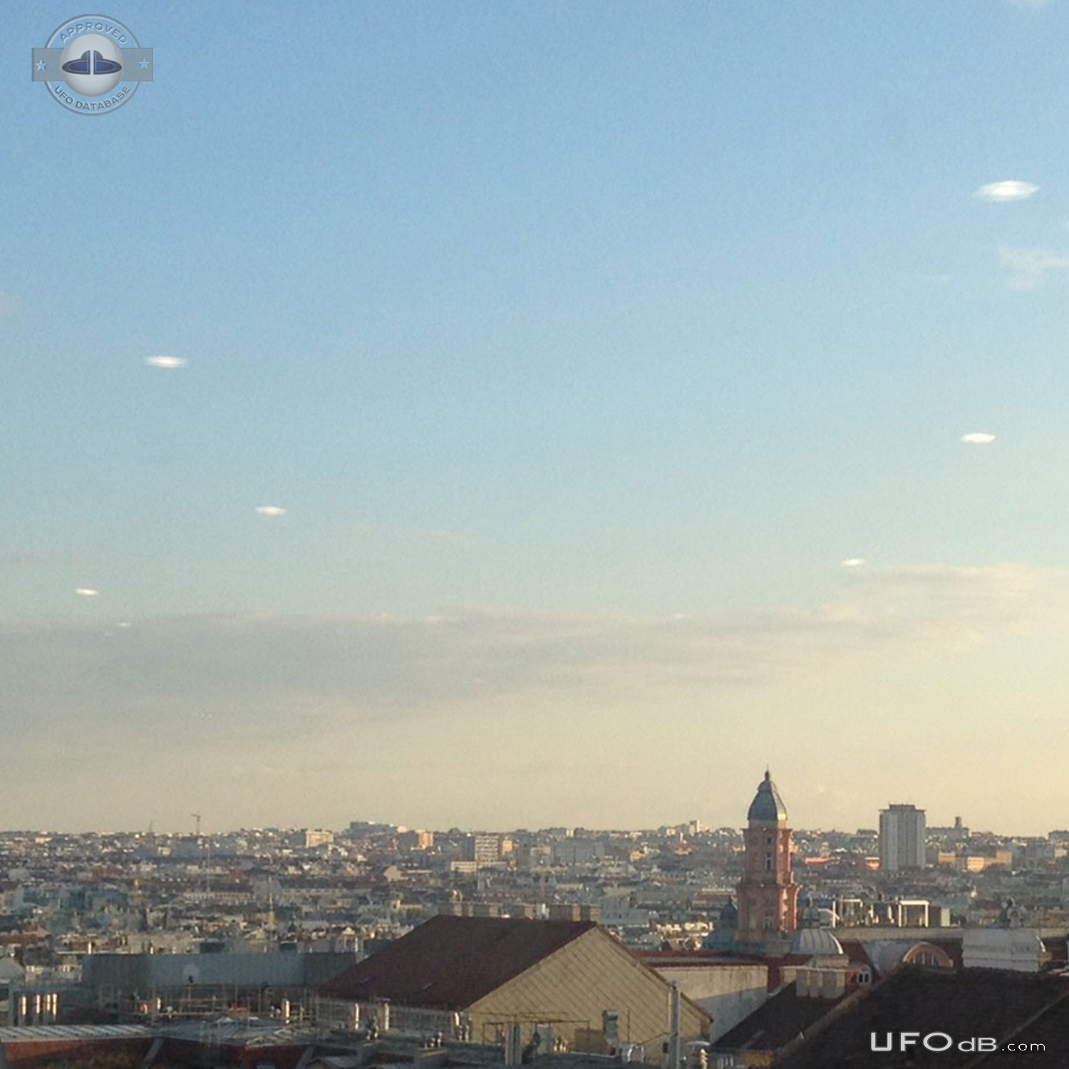 Strange formation of UFOs saucers over Vienna, Austria - October 2015 UFO Picture #741-3