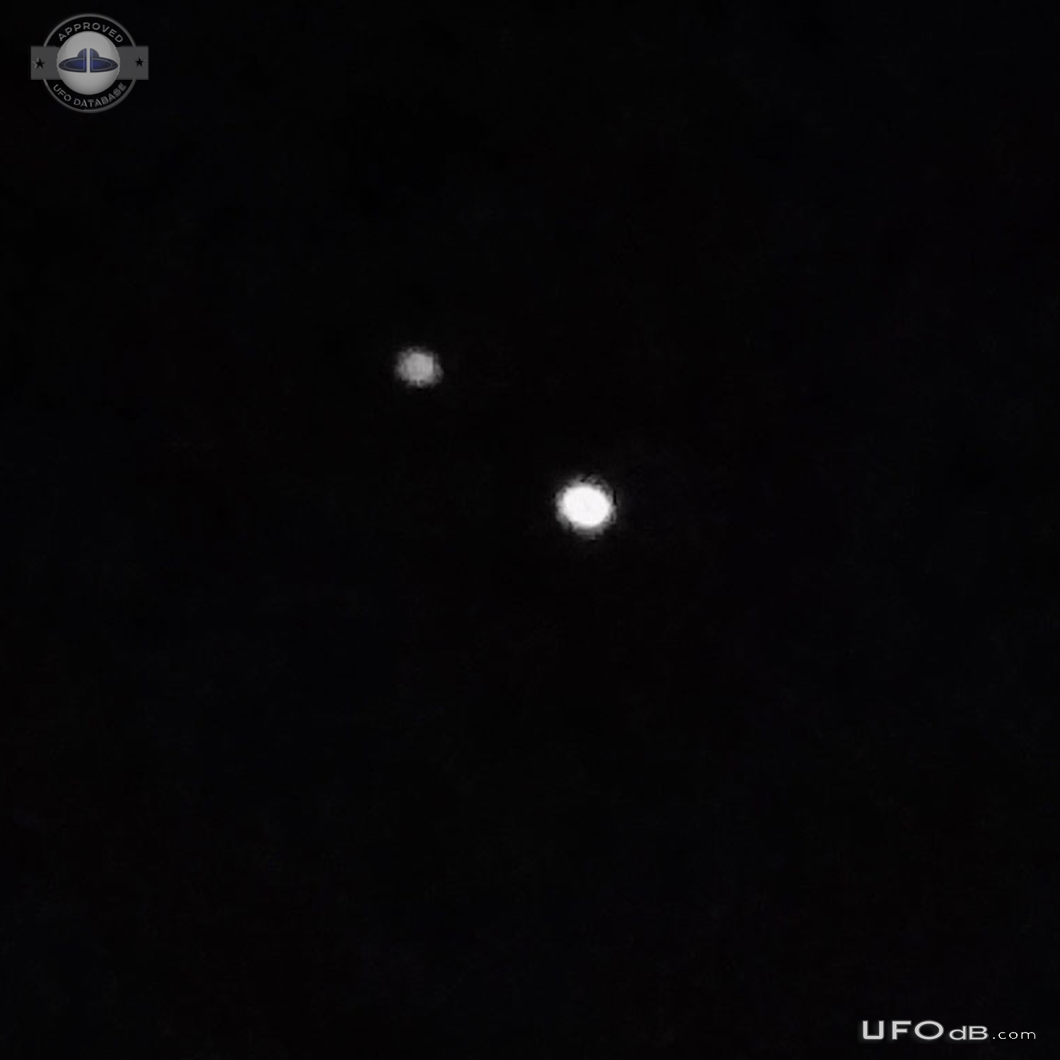 2 extremely bright lit objects stationary in sky for lenghthy period UFO Picture #744-3
