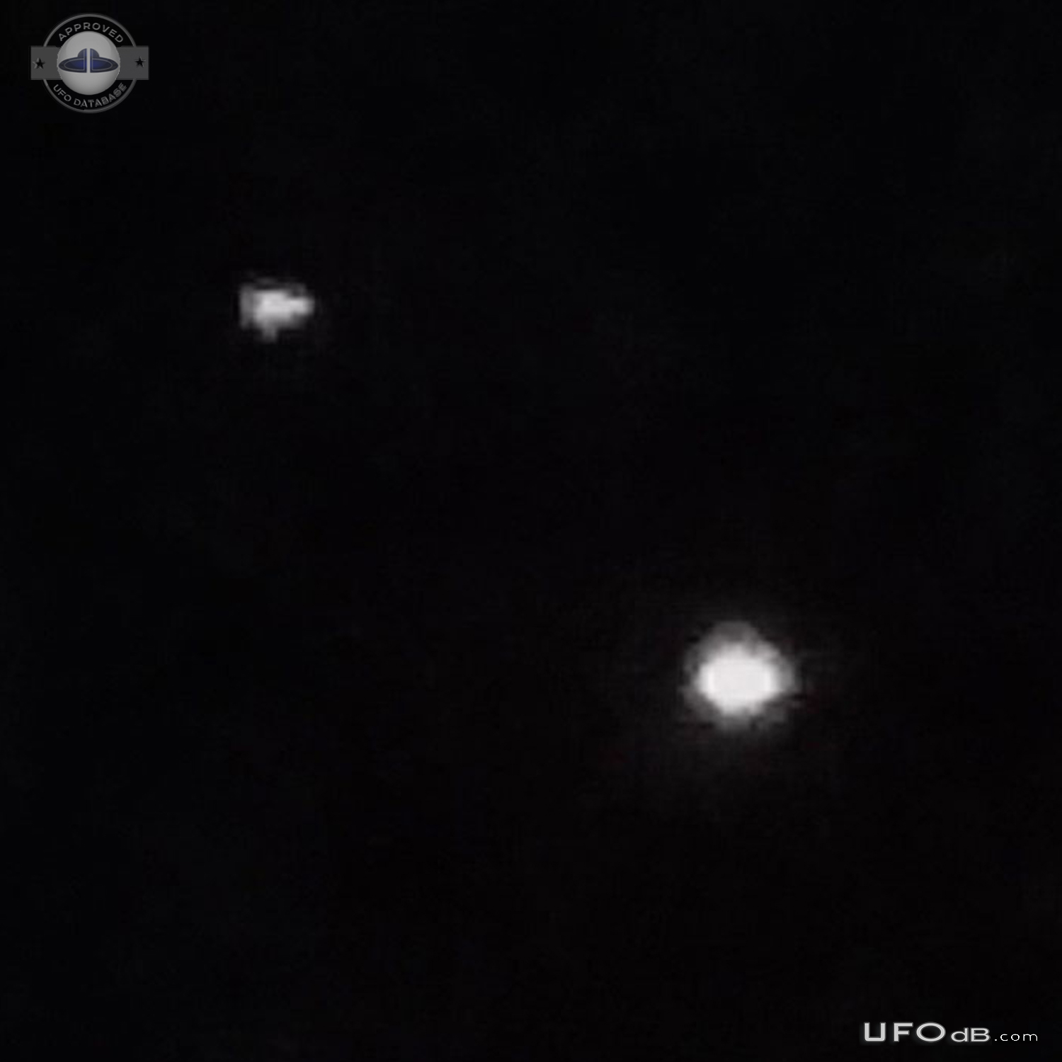 2 extremely bright lit objects stationary in sky for lenghthy period UFO Picture #744-4