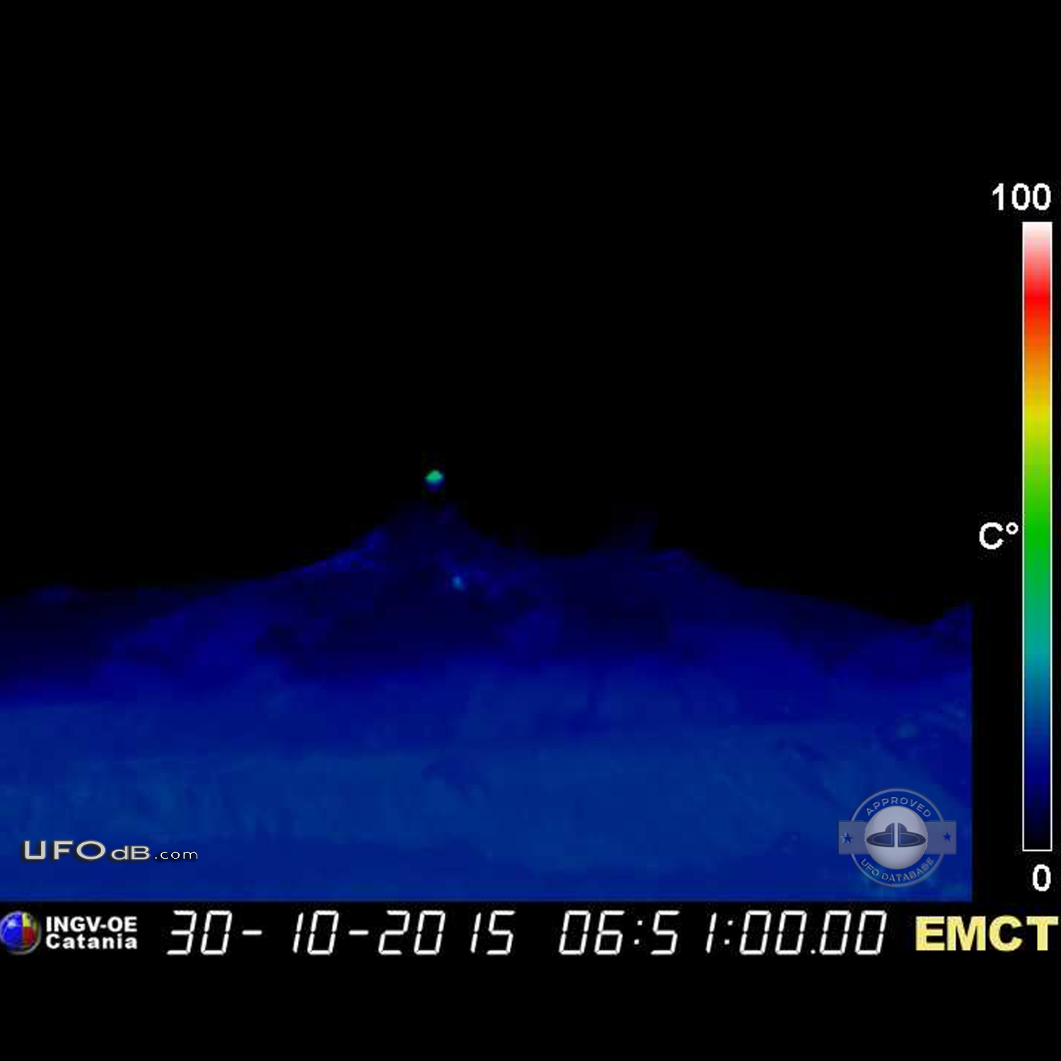 UFO seen over peak of Etna volcano in Sicily for some 15 minutes Catan UFO Picture #750-2