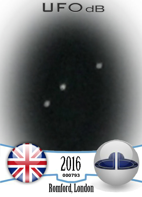 3 large orange red colored spheres UFOs Romford London England 2016 UFO CARD Number 793