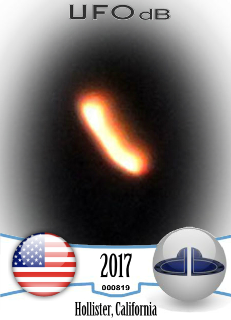 Amber UFO Changing to Red disapeared in the Night Hollister California UFO CARD Number 819