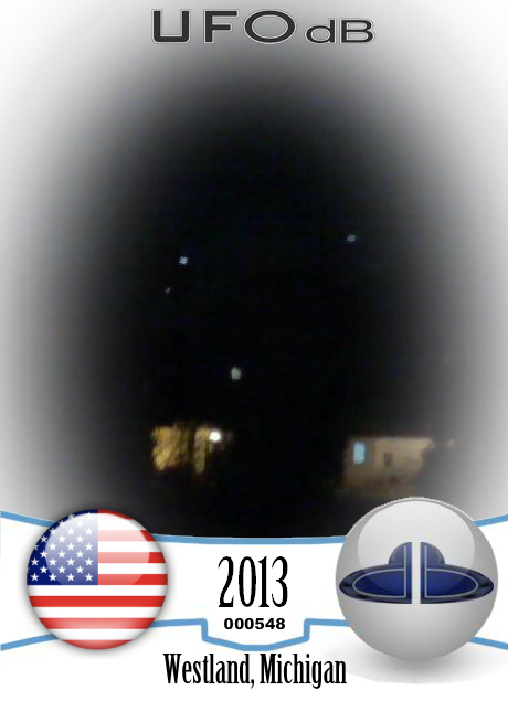 At least 20 UFOs flying near each other very bright & fast Westland MI UFO CARD Number 548
