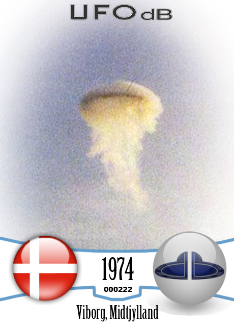 Best UFO picture showing UFO in Cloud disguise | Viborg, Denmark 1974 UFO CARD Number 222