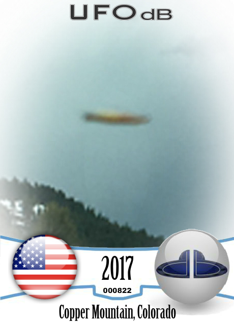 Black Lake picture captures saucer UFO passing near Vail Pass Copper M UFO CARD Number 822