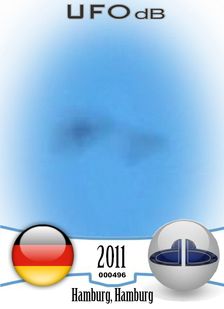 Blurry Photo of triangular UFO in the Blue sky of Hamburg Germany 2012 UFO CARD Number 496