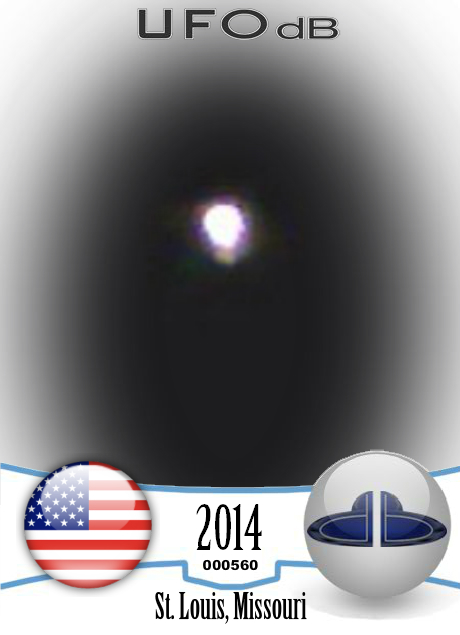 Bright glowing hovering sphere UFO over St Louis Missouri - 2014 UFO CARD Number 560