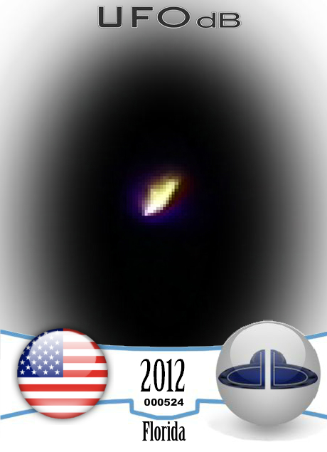 Bright mufti-colored flashing pulsating UFO on pictures - Florida 2012 UFO CARD Number 524