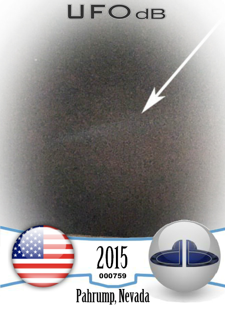 Cigar Shaped UFO With Green-Blue Mist Seen in Pahrump Nevada USA 2015 UFO CARD Number 759