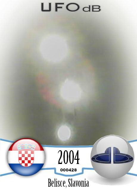 Croatia 2004 UFO picture showing bright spheres in the night UFO CARD Number 428