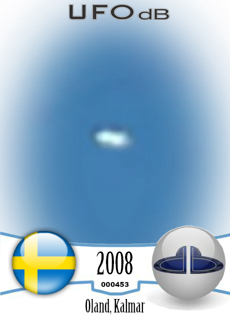 Cylindrical Saucer UFO caught on picture over Oland, Sweden in 2008 UFO CARD Number 453