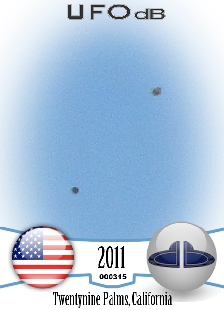 Dark UFOs near the Twentynine Palms US Marine corps base | May 7 2011 UFO CARD Number 315