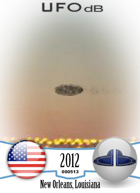 Dark shadowy disc UFO over the Mississippi New Orleans Louisiana 2012 UFO CARD Number 513