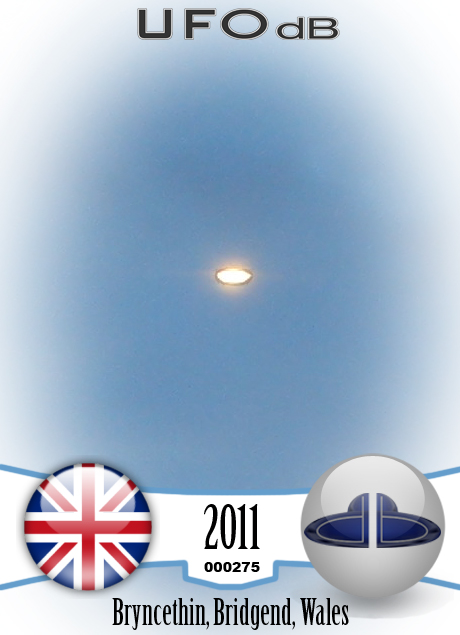 Darting UFO photographed from moving car | Bryncethin, Wales, UK 2011 UFO CARD Number 275