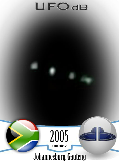 Fleet of 5 bright lights UFOs seen by many witnesses in Johannesburg UFO CARD Number 487