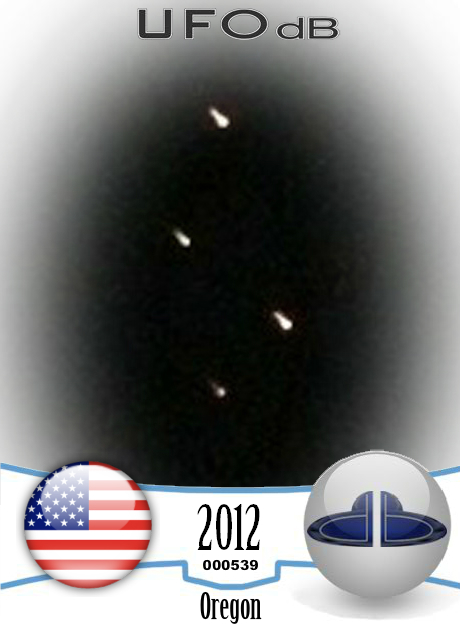 Fleet of orange orbs UFOs seen in the night sky of Oregon, USA in 2012 UFO CARD Number 539