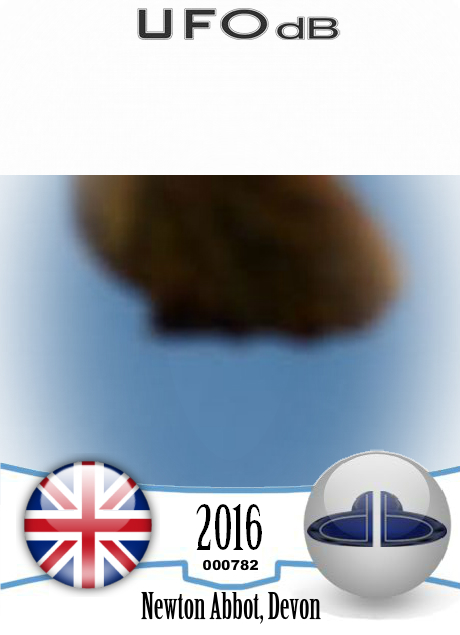 Flying saucer photographed over Newton Abbot Devon UK 2016 UFO CARD Number 782