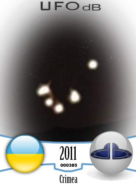 Formation of UFOs of different sizes in the night over Crimea, Ukraine UFO CARD Number 385