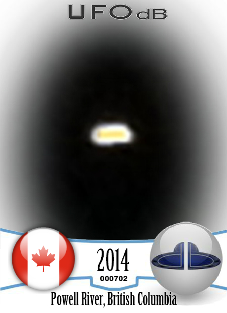 Glowing orange oval shape UFO - Powell River, BC Canada 2014 UFO CARD Number 702