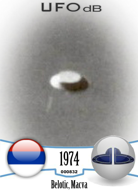 Hat shaped UFO picture taken in the village of Belotic Macva Serbia in UFO CARD Number 832