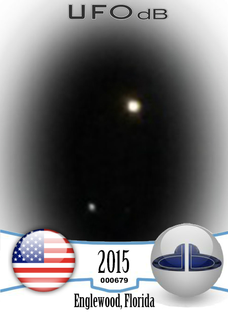 Multi colored triangle with 3 smaller orbs UFOS - Florida USA 2015 UFO CARD Number 679