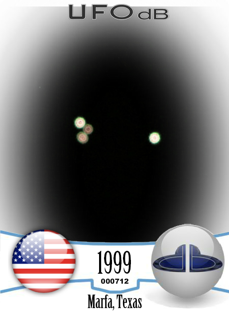 Multiple UFOs alternately flashing and circling each other in groups - UFO CARD Number 712