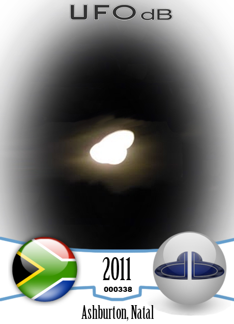 Natal South Africa UFO hovering bright light Over House | May 21 2011 UFO CARD Number 338
